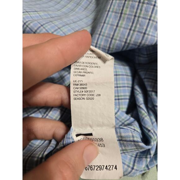 Van Heusen small men's blue plaid button up short sleeve shirt - Picture 7 of 9